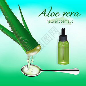 维拉纳Aloe vera工厂 配有流动果汁和玻璃浸泡瓶 Collagen血清包装布局;海报模板 配有美容化妆品广告;现实的3d矢量图解设计图片