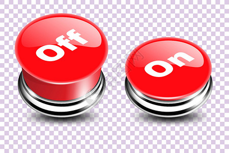 3D 样式中的按钮断电和停电 红色开关按钮 矢量插图设计图片