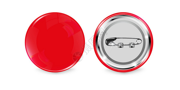 红色图钉横幅逼真的圆形红色空白图标 3D 有光泽的按钮 图钉图标的布局 矢量图广告金属插图商业纪念品物品圆圈成员地面办公室设计图片