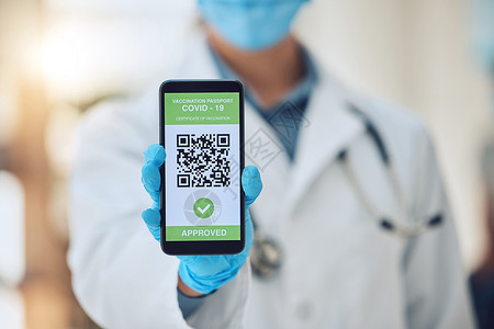 app二维码医生 covid 旅行 智能手机上的疫苗护照和疫苗接种证书 国际出入境 数字健康创新APP 二维码技术与机场安检背景