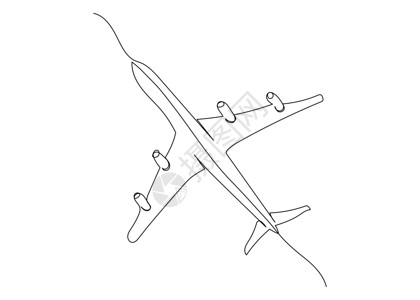线条飞机连续绘制一架飞机的线条 最小化艺术插图运输涂鸦航班草图天空绘画插画