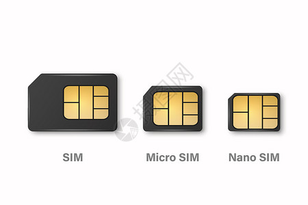 电话卡矢量 3d 逼真的黑色塑料 Sim Micro Sim Nano Sim 卡模板集隔离 用于样机 品牌的 Sim 卡设计模板 顶插画