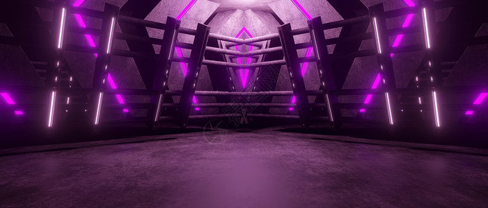 高科技现代外星时装舞蹈俱乐部露厅通道隧道走廊具体网路虚拟黑紫紫紫紫紫紫彩底色3D竞拍背景图片