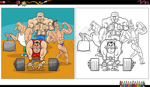 卡通运动员角色组 彩色页面高清图片