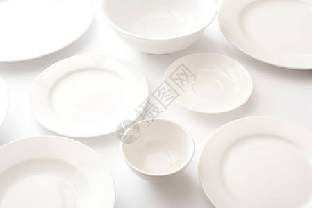 白色平面一般白桌餐具背景图片