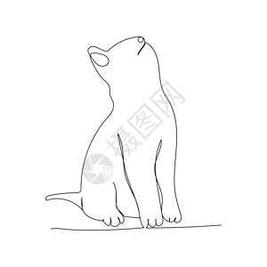 可爱猫的连续线画 最小化艺术宠物草图涂鸦绘画动物插图卡通片背景图片