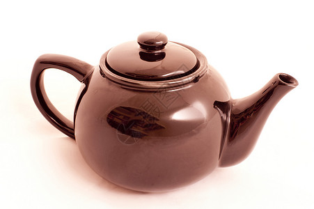 热铜色基本茶壶 白色背景图片