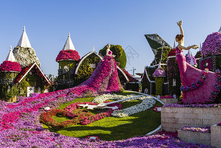 2020年6月30日迪拜 阿联酋迪拜  2020年6月3日 迪拜奇迹花园的花卉和景观美化设施旅行植物数字植物学安装园林园艺季节美丽旅游背景