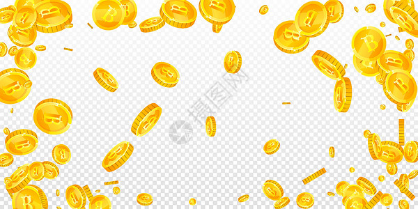 泰国铢硬币下跌 黄金散落THB市场优胜者宝藏百万富翁大奖货币金币财富游戏收益背景图片