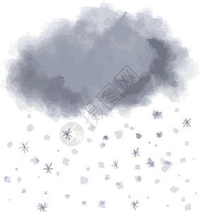 带雪水的灰色云彩白 彩色矢量自由手绘插画