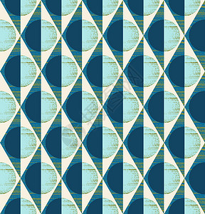菱形无缝图案蓝绿色 黄绿色 奶油色和浅蓝色菱形 三角形和圆形的几何无缝图案插画