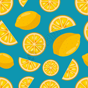 水果图案亮背景下的柠檬无缝图案热带装饰品植物墙纸水果织物厨房包装橙子插图插画
