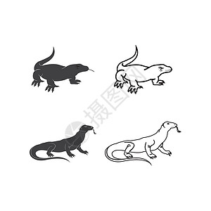 科莫尔Komodo 图标国家动物卡通片标识动物群艺术捕食者蜥蜴动物园食肉插画
