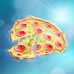 蓝博克飞行披萨背景EPS10高清图片