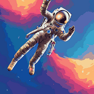 深色空间在穿戴和脱上头盔的宇航员身上打印冷凉矢量平式字符设计 男宇航员或空间飞行员完全站立背景行星科学海报艺术旅行男人生态商业运输插画