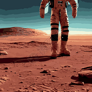 流动站为海报 横幅或背景打印空间 宇航员和星系的矢量插图 未来的抽象画行星运输天空艺术旅行科幻月球火星科学游客设计图片