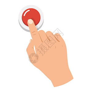 手按钢尺手按红色按钮矢量商业界面控制互联网指针拇指网络导航情况行动插画