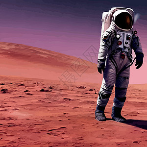 宇航员探索太空是沙漠火星 宇航员宇航服在恒星和行星背景下执行超宇宙活动空间 人类太空飞行 现代炫彩矢量图科学戒指艺术卡通片太空人背景图片