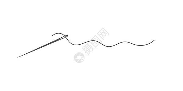 穿线针头和线形光影图标矢量图形插图乐器接缝缝纫黑色针织制衣工具针尖剪裁插画