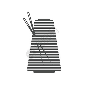 尼龙编织数据线针头和滑水双光影图标矢量剪裁制衣标识针线活插图刺绣乐器手工尼龙纺织品插画