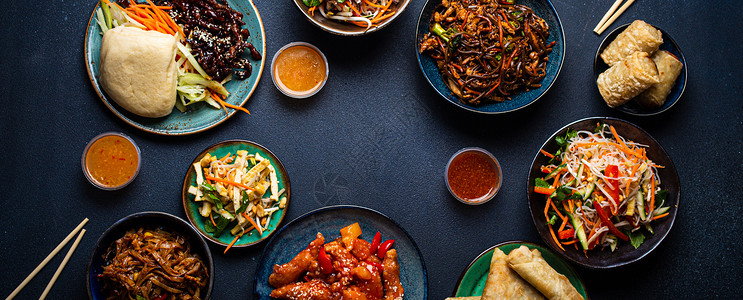 文字素材一套表格空间的一套中国菜盘 用于文字宴会蔬菜餐厅桌子盘子筷子午餐面条沙拉美食背景