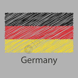 德国的刻字旗帜 画手绘画风格 eps 插图背景图片