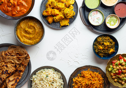 尼泊尔食物自助餐调味料高清图片
