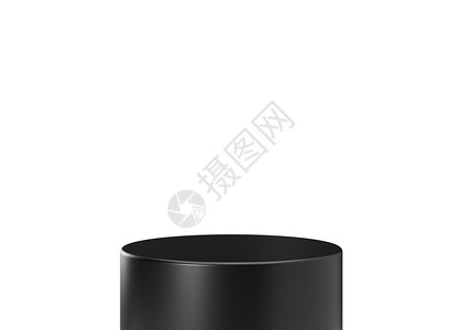 笔筒免扣图孤立在白色背景上的黑色讲台 优雅的产品 化妆品展示台 豪华模拟 美容产品的基座或平台 空旷的场景 3D 渲染背景