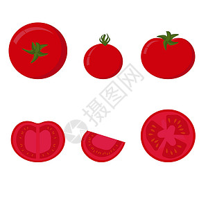 西红柿片红西红番茄 全蔬菜和半菜 配种子的番茄片 自制沙拉产品插图插画
