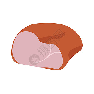 红烧猪肉饭火腿或煮猪肉饭 烹煮肉片插画