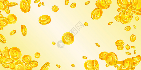 欧洲联盟的欧元硬币贬值 碎金百万富翁金子卡片财富货币利润空气金币现金大奖背景图片