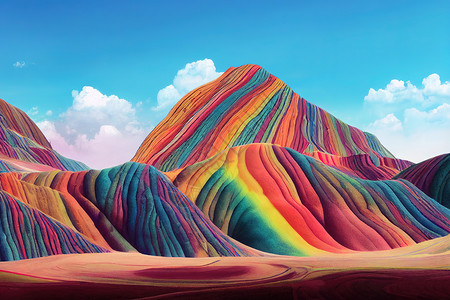 彩虹山 中国张耶丹夏地平原 动漫风格 网通摄影岩石天空砂岩旅行环境地质学风景森林公园背景