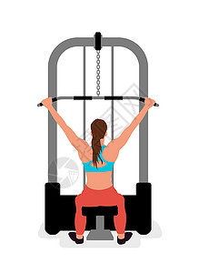 重量训练矢量插图 说明一个女人在拉特拉下拉设计图片