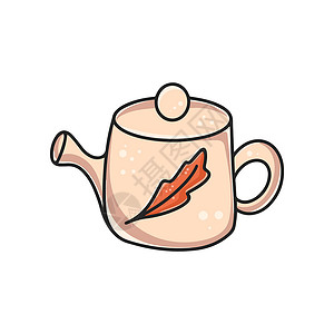 茶笔可爱茶壶剪贴片平板卡通漫画插画