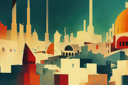 朱巴抽象城市 2d 动画插图背景图片