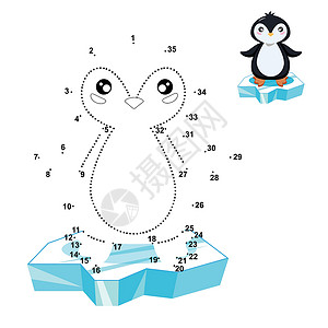 企鹅 儿童教育游戏 由小点点决定的可爱鹿 北极动物 小型游戏插画