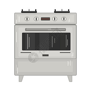 厨房炉子在白色背景上被隔离 灰煤炉和烤箱插画