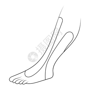 内训师脚踝草图矢量插图上的Kinesilogy治疗运动带子插画
