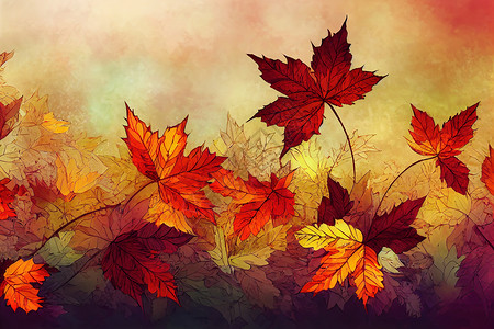 动画叶子素材美丽的秋天花卉边框背景 动画风格背景