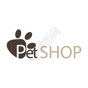 宠物店图标设计动物脚印 宠物店图标矢量插画