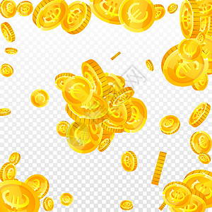 欧洲联盟的欧元硬币贬值 碎金货币金融金币墙纸优胜者现金运气飞行游戏艺术品背景图片