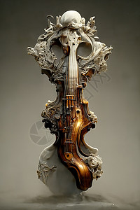 乐器套图巴洛克小提琴雕像 3D插图的图片古董风格协奏曲乐器木头歌曲大提琴3d渲染低音背景