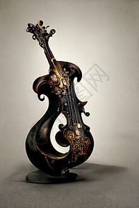 乐器套图巴洛克小提琴雕像 3D插图的图片中提琴歌曲旋律音乐家渲染音乐会协奏曲小提琴家细绳文化背景