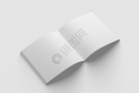 投资担保宣传单广场小册子杂志 第3D期 白白布朗Mockup质量渲染文具正方形3d样机套装插图折叠小样背景
