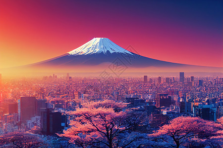 动漫加1素材在冬季阳光明媚的清晨 背景是藤藤山(Mt Fuji)晴天 动漫风格U1背景