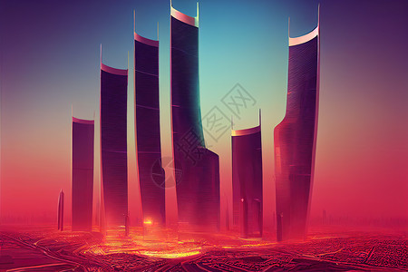 沙特阿拉伯国王阿卜杜拉市中心日落高清图片