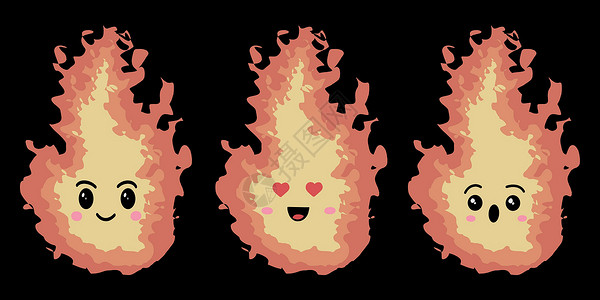日本花火以川井风格的明亮色彩多彩的营火幸福手绘烧烤烤箱火焰危险符号流动表情辉光插画