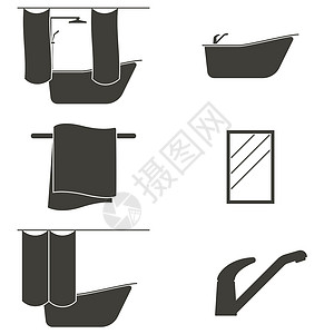 浴室龙头主题卫生间矢量插图设计图片