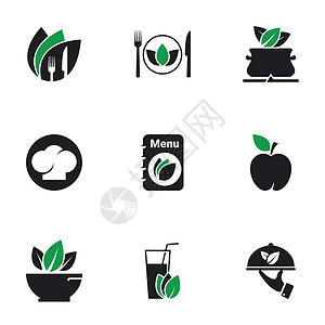 餐具图标主题主题图标 植物餐馆 白底背景设计图片