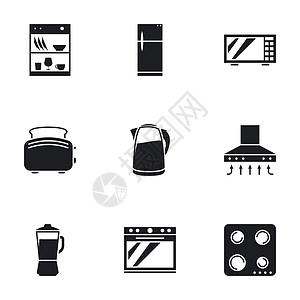 兰德尔厨房设备图标清洁工工具空气陶器微波收藏混合器技术器具商品插画